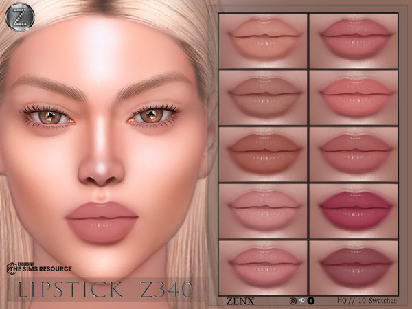 Sims 4 — LIPSTICK Z340 by ZENX — -Base Game -All Age -For Female -10 colors -Works with all of skins -Compatible with HQ