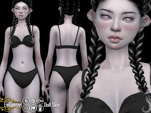 Sims 4 — Doll Skin by EvilQuinzel — Doll skin with a little blush on the cheeks, the nose, the cupid bow and the chin. -