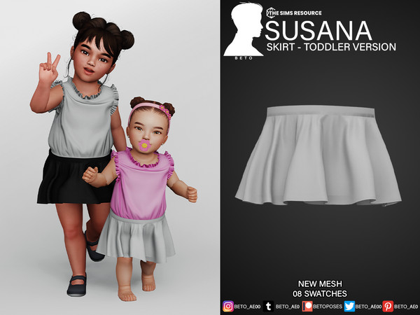 Sims 4 — Susana (Skirt - Toddler version) by Beto_ae0 — Elegant outfit for babies, enjoy it - 08 colors - New Mesh - All
