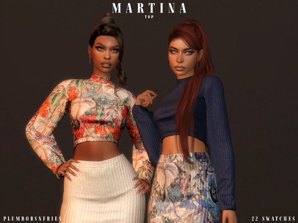 Sims 4 — MARTINA | top by ali1 — Ribbed Long Sleeve Crop Sweater New Mesh HQ Texture Female | Teen - Elders 16 Swatches