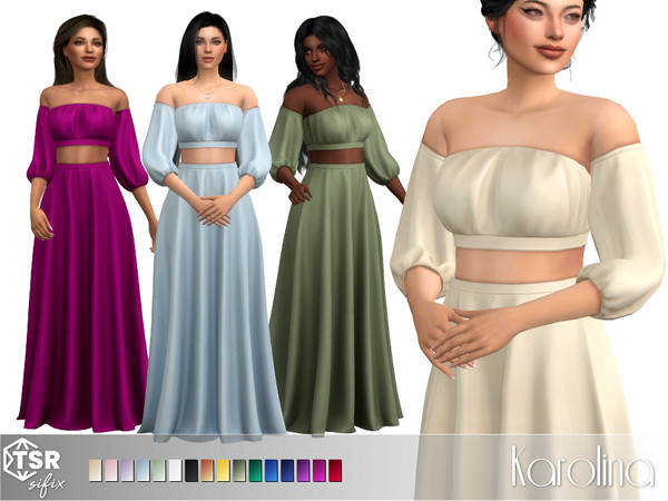 Sims 4 — Karolina Top by Sifix2 — A summery, off-shoulder top with loose detached sleeves. Comes in 16 color swatches for