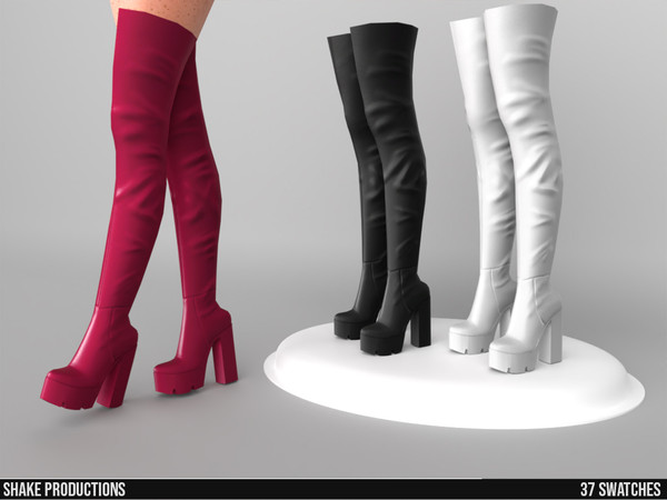 Sims 4 — High Heel Boots - S052301 by ShakeProductions — Shoes/High Heels HQ Compatible New Mesh All LODs 37 Colors