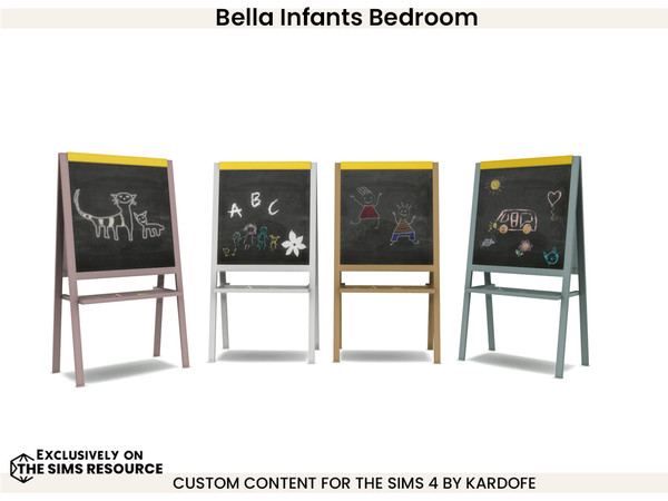Sims 4 — Bella Infants Bedroom Children's blackboard by kardofe — Decorative children's blackboard, in four colour