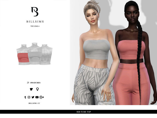 Sims 4 — Rib Tube Top by Bill_Sims — This top features a rib material with a tube design! - Female, Teen-Elder - Custom