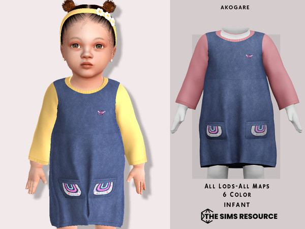 Sims 4 — I-Nomi Dress by _Akogare_ — Akogare I-Nomi Dress -6 Colors - New Mesh (All LODs) - All Texture Maps - HQ