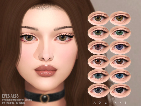 Sims 4 — EYES A123 by ANGISSI — PREVIEWS MADE USING HQ MOD *Facepaint category *12 colors *Sliders compatible *HQ mod