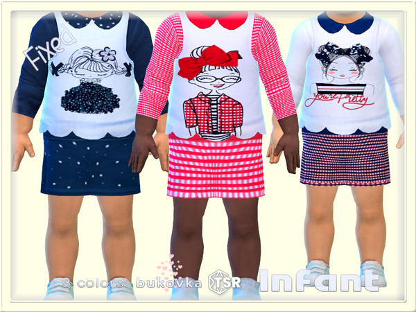 Sims 4 — Infant Skirt by bukovka — Skirt for infant, girl. Installed standalone, suitable for the base game. 3 color