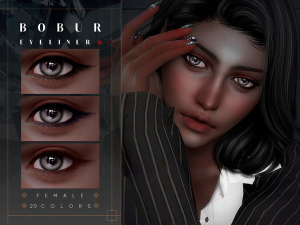 Sims 4 — Smoky Eye Eyeliner by Bobur2 — Smoky Eye Eyeliner with eye bags for female 20 colors in two versions with and