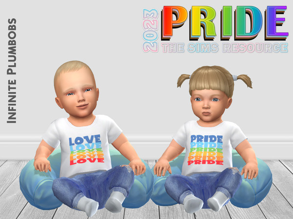 Sims 4 — Infant Pride T-Shirt by InfinitePlumbobs — Pride and Love Themed T-Shirt for Infants - 2 Swatches - Suitable for