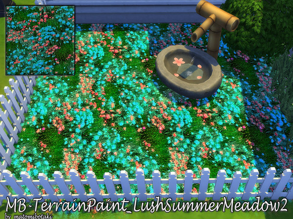 Sims 4 — MB-TerrainPaint_LushSummerMeadow2 by matomibotaki — MB-TerrainPaint_LushSummerMeadow2 A summer meadow with many