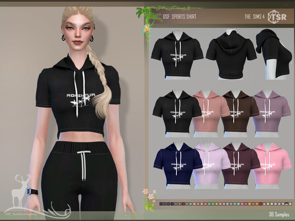 Sims 4 — SPORTS SHIRT by DanSimsFantasy — Sports shirt with hood. Samples: 36 Location: top Cloning object: Base of the