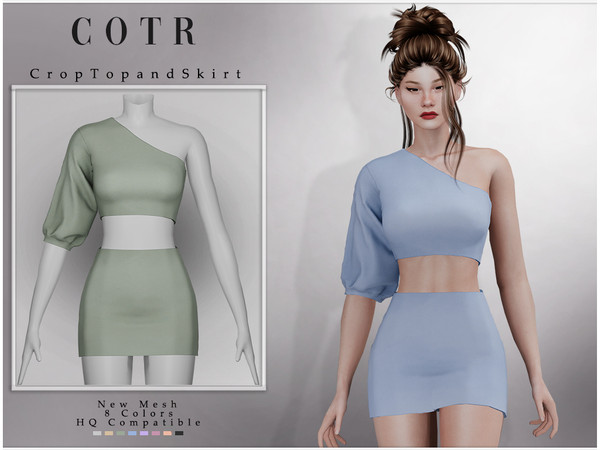 Sims 4 — Crop Top and Skirt O-28 by ChordoftheRings — ChordoftheRings Crop Top and Skirt O-28 - 8 Colors - New Mesh (All