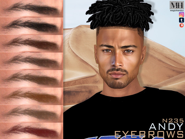 Sims 4 — Andy Eyebrows N235 by MagicHand — Arched thin male eyebrows in 13 colors - HQ Compatible. Preview - CAS