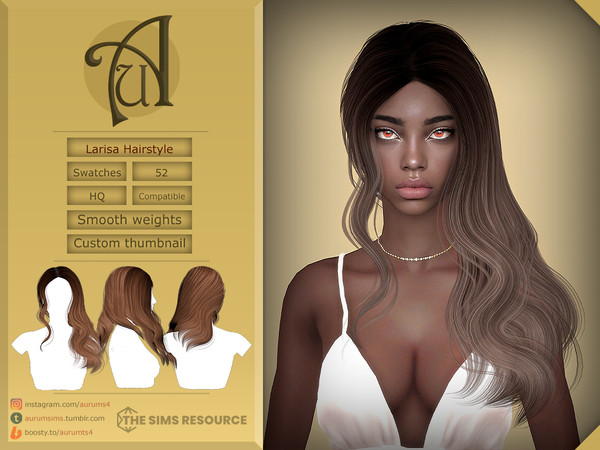 Sims 4 — Larisa - Long wavy hairstyle by AurumMusik — Larisa - new long one side brushed wavy hairstyle for female and