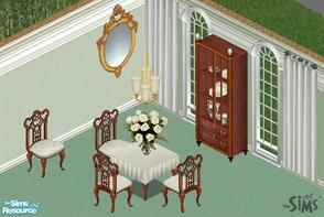 Sims 1 — Georgian Furniture Collection by CactusWren — Includes: Mirror, Lamp, Curtains, Plant, Chair, Table, China