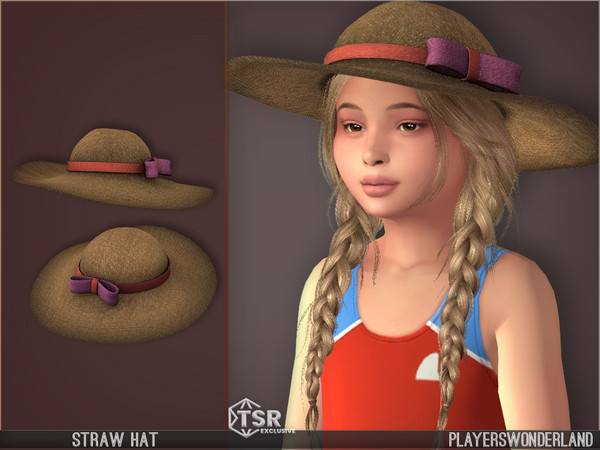 Sims 4 — Straw Hat Kids by PlayersWonderland — Kids version of my Straw Hat. Specs 7 Swatches Custom Specular Map HQ