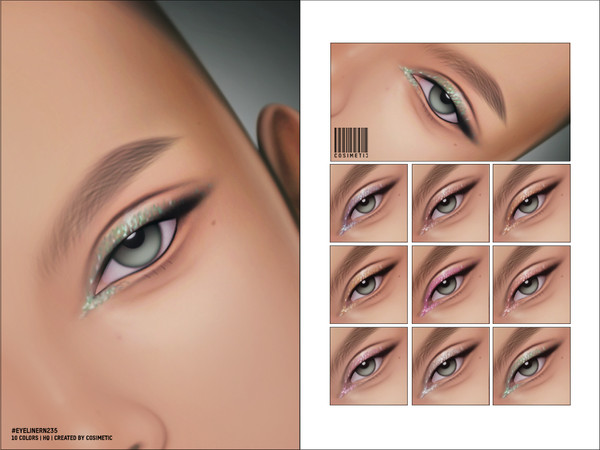 Sims 4 — Eyeliner | N235 by cosimetic — - Female - 10 Swatches. - 10 Custom thumbnail. - You can find it in the makeup