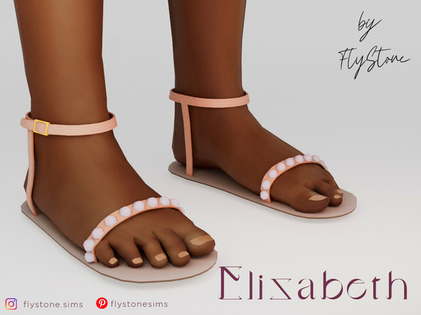 Sims 4 — Elizabeth - child sandals with straps and pearls by FlyStone — Adorable child sandals on thin sole and straps