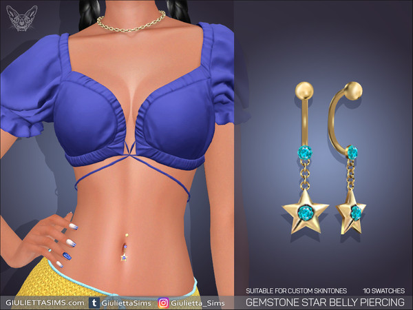 Sims 4 — Gemstone Star Belly Piercing (left brow ring) by feyona — Gemstone Star Belly Piercing comes with 10 swatches.