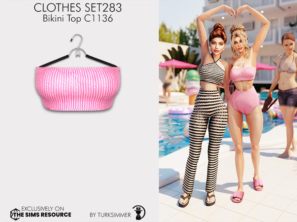 Sims 4 — Clothes SET283 - Bikini Top C1136 by Daph's — 5 Swatches Compatible with HQ mod Works with all of skins Custom