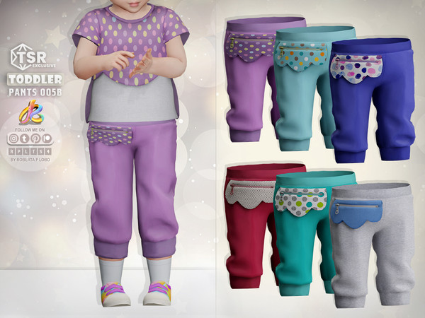 Sims 4 — Pants 005B (TODDLER version) by RobertaPLobo — :: Toddler Pants 005B - TS4 :: For Boys and Girls :: 6 swatches