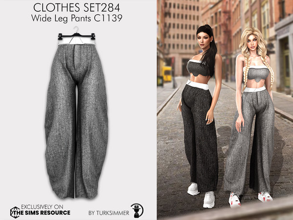 Sims 4 — Clothes SET284 - Wide Leg Pants C1139 by Daph's — 8 Swatches Compatible with HQ mod Works with all of skins