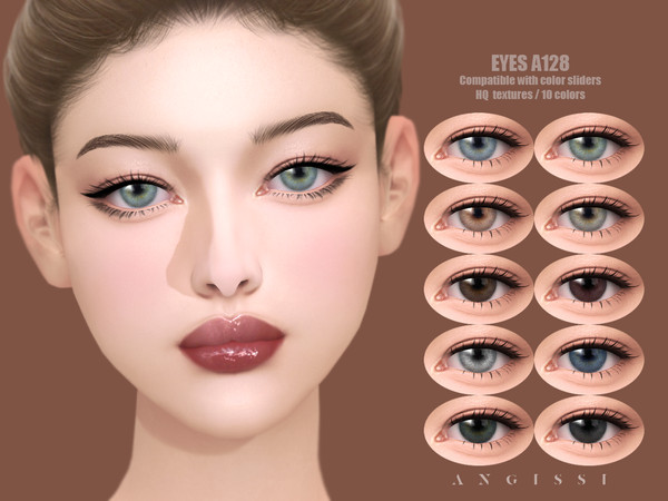 Sims 4 — EYES A128 by ANGISSI — PREVIEWS MADE USING HQ MOD *Facepaint category *10 colors *Sliders compatible *HQ mod