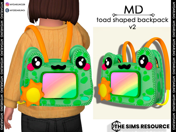 Sims 4 — toad shaped backpack v2 Toddler by Mydarling20 — new mesh base game compatible all lods all maps 8 colors The