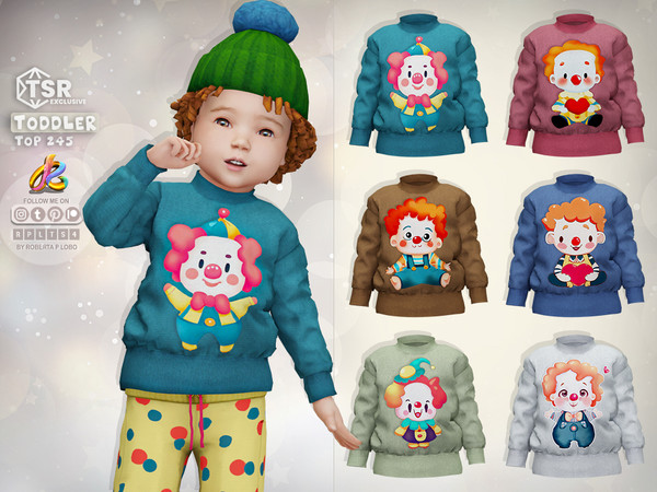 Sims 4 — Toddler Boy Top 245 by RobertaPLobo — :: Toddler Top 245 - clown - TS4 :: Only for Boys :: 6 swatches :: Custom