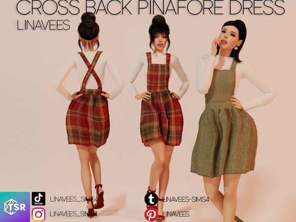 Sims 4 — SHEIMA - PINAFORE DRESS by linavees — New Mesh 24 colors HQ Custom thumbnail Base game compatible Happy simming!