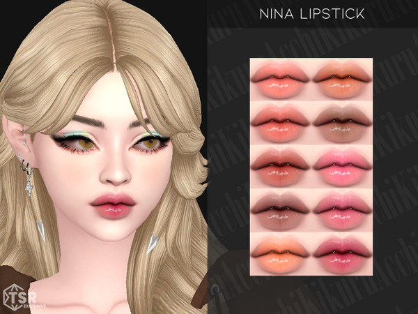Sims 4 — Nina Lipstick by Kikuruacchi — - It is suitable for Female and Male. ( Teen to Elder ) - 10 swatches - HQ