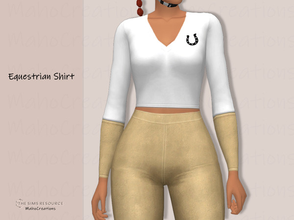 Sims 4 — Equestrian Shirt by MahoCreations — The matching top for riding breeches with arm cuffs made of leather.