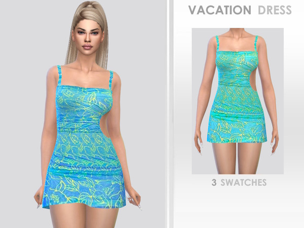 Sims 4 — Vacation Dress by Puresim — Summer dress in 3 swatches.