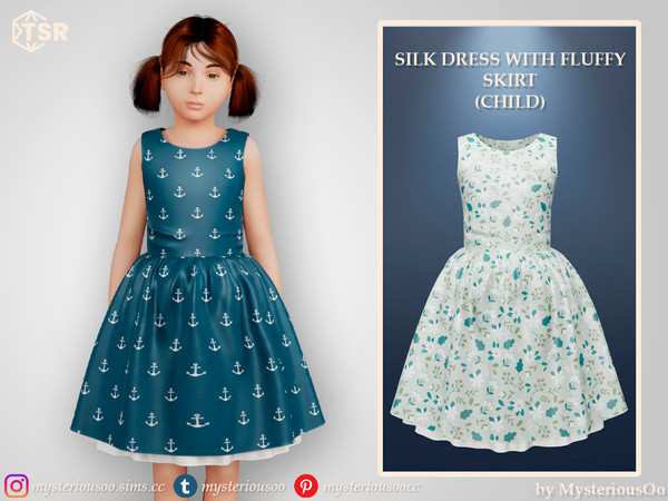 Sims 4 — Silk dress with fluffy skirt Child by MysteriousOo — Silk matching dress with fluffy skirt in floral pattern in