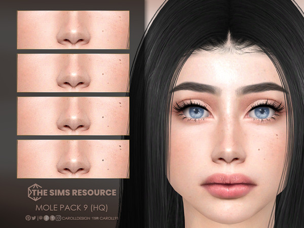 Sims 4 — Mole Pack 9 (HQ) by Caroll912 — A 4-swatch sparse, right cheek moles in light, medium and dark shades of brown.