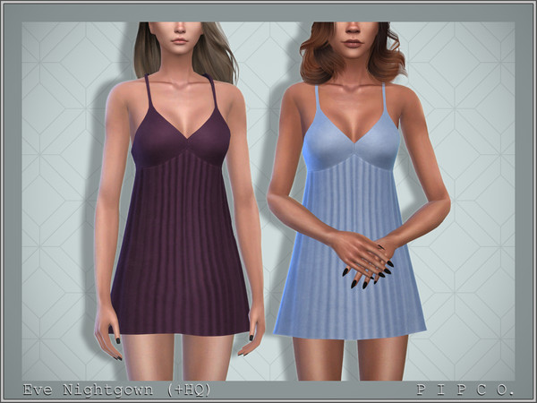 Sims 4 — Eve Nightgown. by Pipco — A simple nightgown in 18 colors. Base Game Compatible