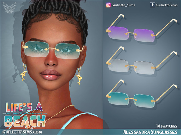 Sims 4 — Life's a Beach - Alessandra Sunglasses by feyona — Alessandra Sunglasses come with 14 swatches * 14 swatches