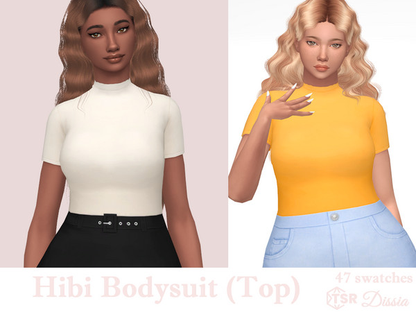 Sims 4 — Hibi Bodysuit (Top) by Dissia — Low turtleneck short sleeves bodysuit