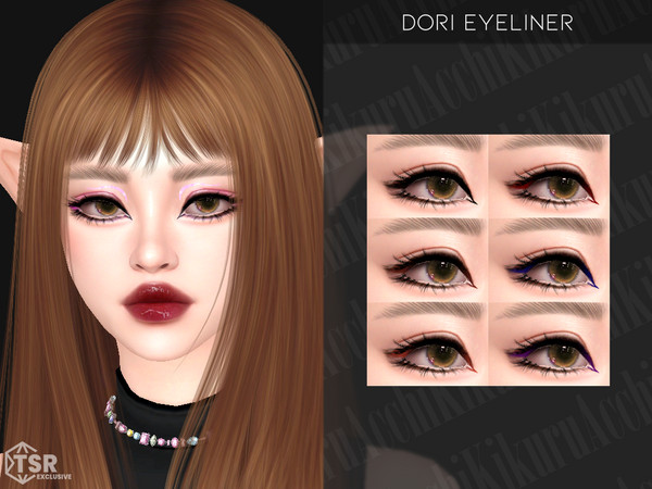 Sims 4 — Dori Eyeliner by Kikuruacchi — - It is suitable for Female and Male. ( Teen to Elder ) - 6 swatches - HQ