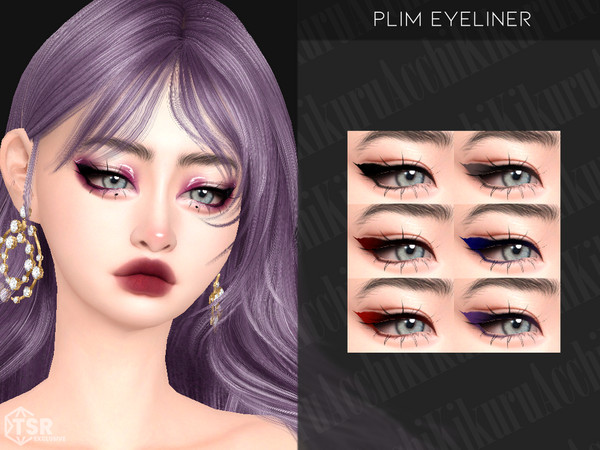 Sims 4 — Plim Eyeliner by Kikuruacchi — - It is suitable for Female and Male. ( Teen to Elder ) - 6 swatches - HQ