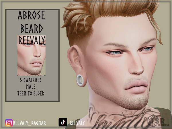 Sims 4 — Abrose Beard by Reevaly — 5 Swatches.