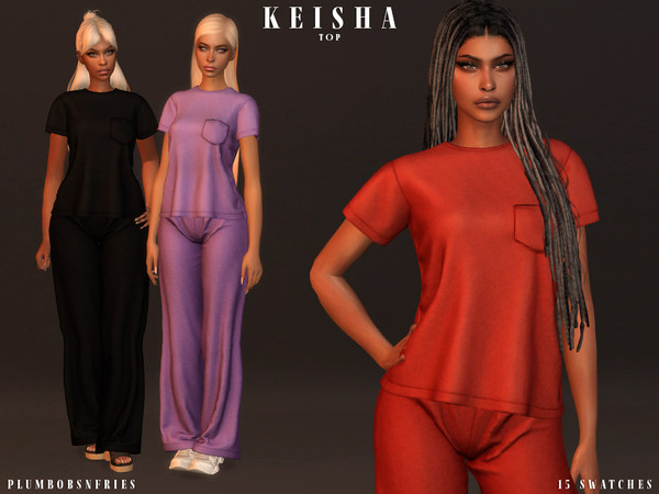 Sims 4 — KEISHA | top by ali1 — Short Sleeve T-Shirt New Mesh