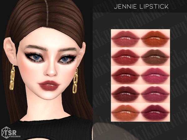 Sims 4 — Jennie Lipstick by Kikuruacchi — - It is suitable for Female and Male. ( Teen to Elder ) - 10 swatches - HQ