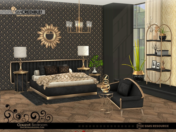 Sims 4 — Clouzot Ceiling Lamp by SIMcredible! — New bedroom freely inspired on Art Deco style. Clouzot is a