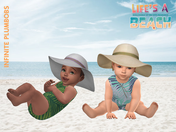Sims 4 — Lifes A Beach Infant Summer Hat by InfinitePlumbobs — Floppy Beach Hat for Infants - 6 Swatches