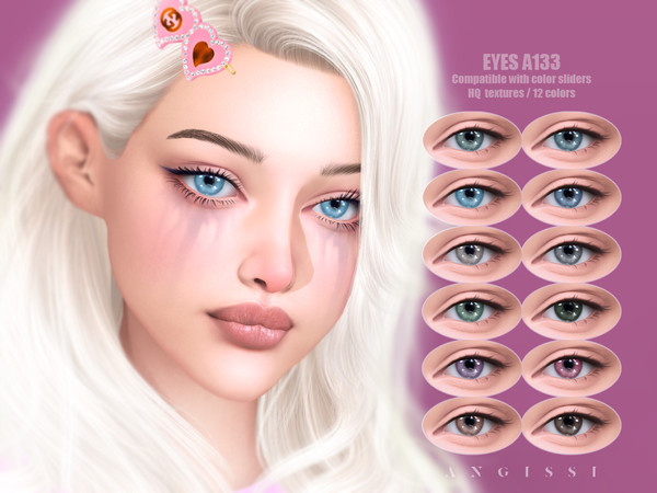 Sims 4 — EYES A133 by ANGISSI — PREVIEWS MADE USING HQ MOD Facepaint category 12 colors Sliders compatible HQ mod