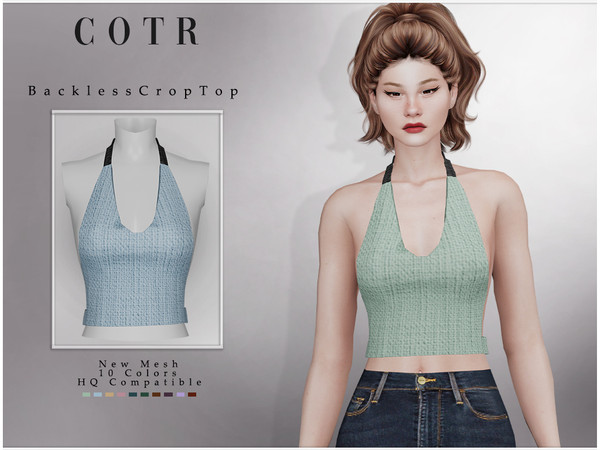 Sims 4 — Backless Crop Top T-478 by ChordoftheRings — ChordoftheRings Backless Crop Top T-478 - 10 Colors - New Mesh (All