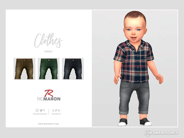 Sims 4 — Denim Pants for Infant by remaron — Denim Pants for Infants in The Sims 4 ReMaron_I_Bottom010 -06 Swatches