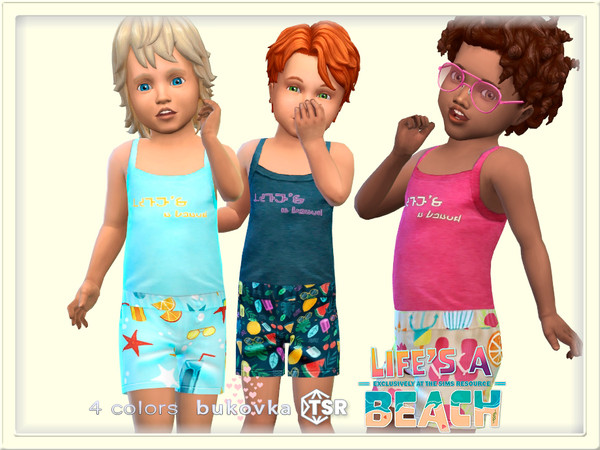 Sims 4 — Life's a beach Tshirt Shell by bukovka — tshirt for boys toddler Installed standalone suitable for the base game