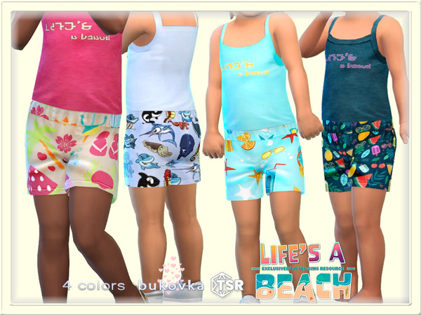 Sims 4 — Life's a beach Short Shell by bukovka — shorts for boys toddler Installed standalone suitable for the base game